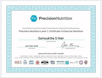 Samyuktha Karthik Certification