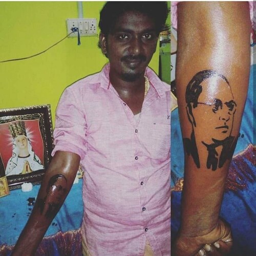 AMbedkar Tatto on Sudhakar right hand